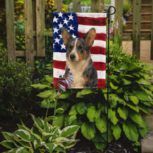 Load image into Gallery viewer, Blue Merle Cardigan Welsh Corgi American Flag Garden Flag