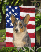 Load image into Gallery viewer, Blue Merle Cardigan Welsh Corgi American Flag Garden Flag
