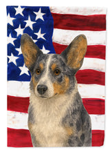 Load image into Gallery viewer, Blue Merle Cardigan Welsh Corgi American Flag Garden Flag
