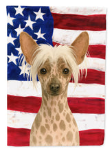 Load image into Gallery viewer, Hairless Mottled Pattern Chinese Crested American Flag House Flag