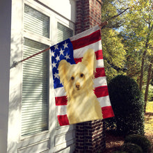 Load image into Gallery viewer, Cream and White Powderpuff Chinese Crested American Flag House Flag