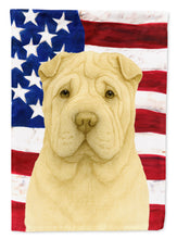 Load image into Gallery viewer, Cream Shar Pei American Flag Garden Flag