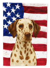 Load image into Gallery viewer, Liver Dalmatian American Flag Garden Flag