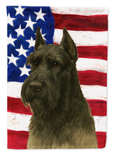 Load image into Gallery viewer, Black Giant Schnauzer American Flag Garden Flag