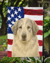 Load image into Gallery viewer, White with Gray Great Pyrenees American Flag Garden Flag