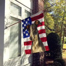 Load image into Gallery viewer, Black and White Greyhound American Flag House Flag