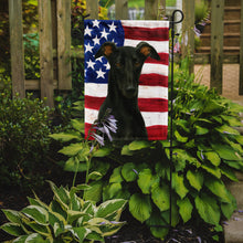 Load image into Gallery viewer, Black Greyhound American Flag Garden Flag