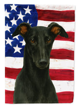 Load image into Gallery viewer, Black Greyhound American Flag Garden Flag