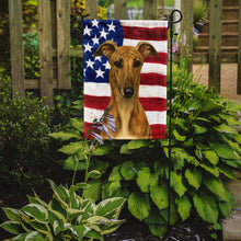 Load image into Gallery viewer, Fawn Brindle Greyhound American Flag Garden Flag