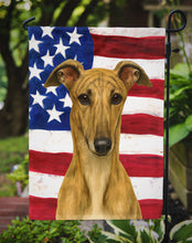 Load image into Gallery viewer, Fawn Brindle Greyhound American Flag Garden Flag