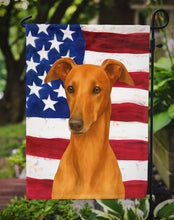 Load image into Gallery viewer, Red Greyhound American Flag Garden Flag