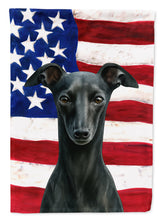 Load image into Gallery viewer, Black Italian Greyhound American Flag House Flag