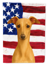Load image into Gallery viewer, Fawn Italian Greyhound American Flag Garden Flag
