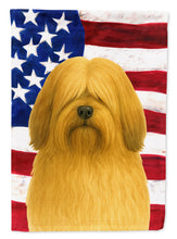 Load image into Gallery viewer, Gold Lhasa Apso American Flag Garden Flag