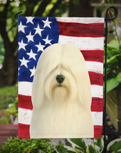 Load image into Gallery viewer, White Lhasa Apso American Flag Garden Flag