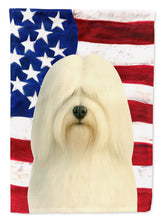 Load image into Gallery viewer, White Lhasa Apso American Flag Garden Flag