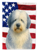 Load image into Gallery viewer, Blue and White Old English Sheepdog American Flag House Flag
