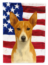 Load image into Gallery viewer, Red and White Rat Terrier American Flag House Flag