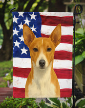 Load image into Gallery viewer, Red and White Rat Terrier American Flag Garden Flag