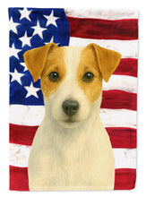 Load image into Gallery viewer, White and Tan Jack Russell Terrier American Flag Garden Flag