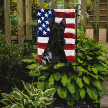 Load image into Gallery viewer, Black Scottish Terrier American Flag Garden Flag