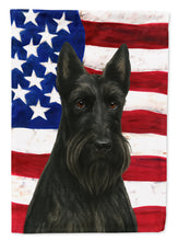 Load image into Gallery viewer, Black Scottish Terrier American Flag Garden Flag