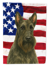 Load image into Gallery viewer, Brindle Scottish Terrier American Flag House Flag