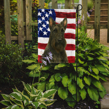 Load image into Gallery viewer, Brindle Scottish Terrier American Flag Garden Flag
