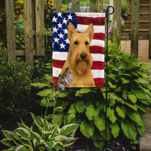 Load image into Gallery viewer, Wheaten Scottish Terrier American Flag Garden Flag