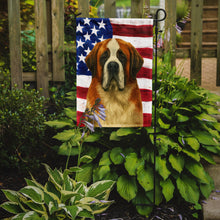Load image into Gallery viewer, Red and White Saint Bernard American Flag Garden Flag