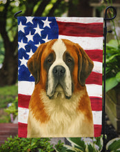 Load image into Gallery viewer, Red and White Saint Bernard American Flag Garden Flag