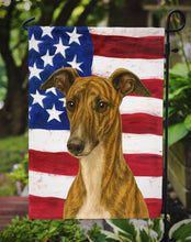 Load image into Gallery viewer, Brindle Whippet American Flag Garden Flag