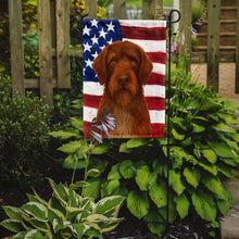 Load image into Gallery viewer, Chestnut Wirehaired Pointing Griffon American Flag Garden Flag
