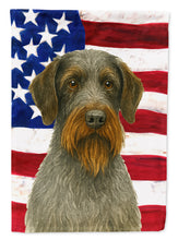 Load image into Gallery viewer, Steel Gray Wirehaired Pointing Griffon American Flag House Flag