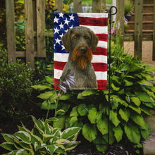 Load image into Gallery viewer, Steel Gray Wirehaired Pointing Griffon American Flag Garden Flag