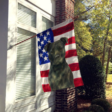 Load image into Gallery viewer, Black American Staffordshire Terrier American Flag House Flag