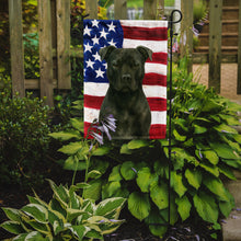Load image into Gallery viewer, Black American Staffordshire Terrier American Flag Garden Flag