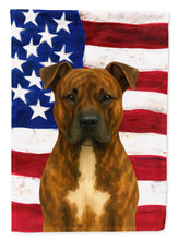 Load image into Gallery viewer, Brindle American Staffordshire Terrier American Flag Garden Flag