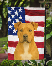 Load image into Gallery viewer, Fawn American Staffordshire Terrier American Flag Garden Flag