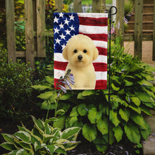 Load image into Gallery viewer, White and Cream Bichon Frise American Flag Garden Flag