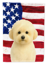 Load image into Gallery viewer, White and Cream Bichon Frise American Flag Garden Flag