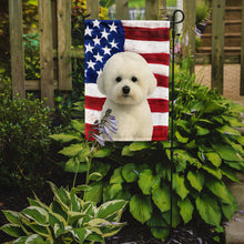 Load image into Gallery viewer, Bichon Frise American Flag Garden Flag