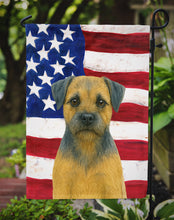 Load image into Gallery viewer, Blue and Tan Border Terrier American Flag Garden Flag