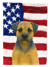 Load image into Gallery viewer, Blue and Tan Border Terrier American Flag Garden Flag