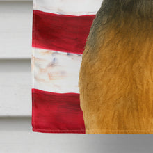 Load image into Gallery viewer, Grizzle and Tan Border Terrier American Flag House Flag