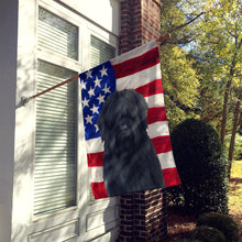 Load image into Gallery viewer, Black Bouvier des Flandres American Flag House Flag