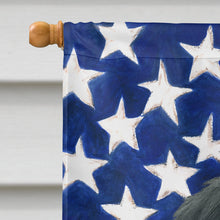 Load image into Gallery viewer, Black Bouvier des Flandres American Flag House Flag