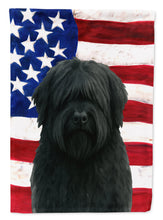 Load image into Gallery viewer, Black Bouvier des Flandres American Flag House Flag
