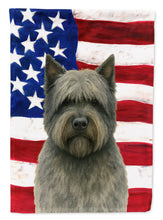 Load image into Gallery viewer, Gray Bouvier des Flandres American Flag House Flag