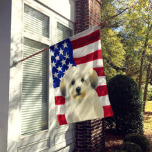 Load image into Gallery viewer, White with Gray Coton de Tulear American Flag House Flag